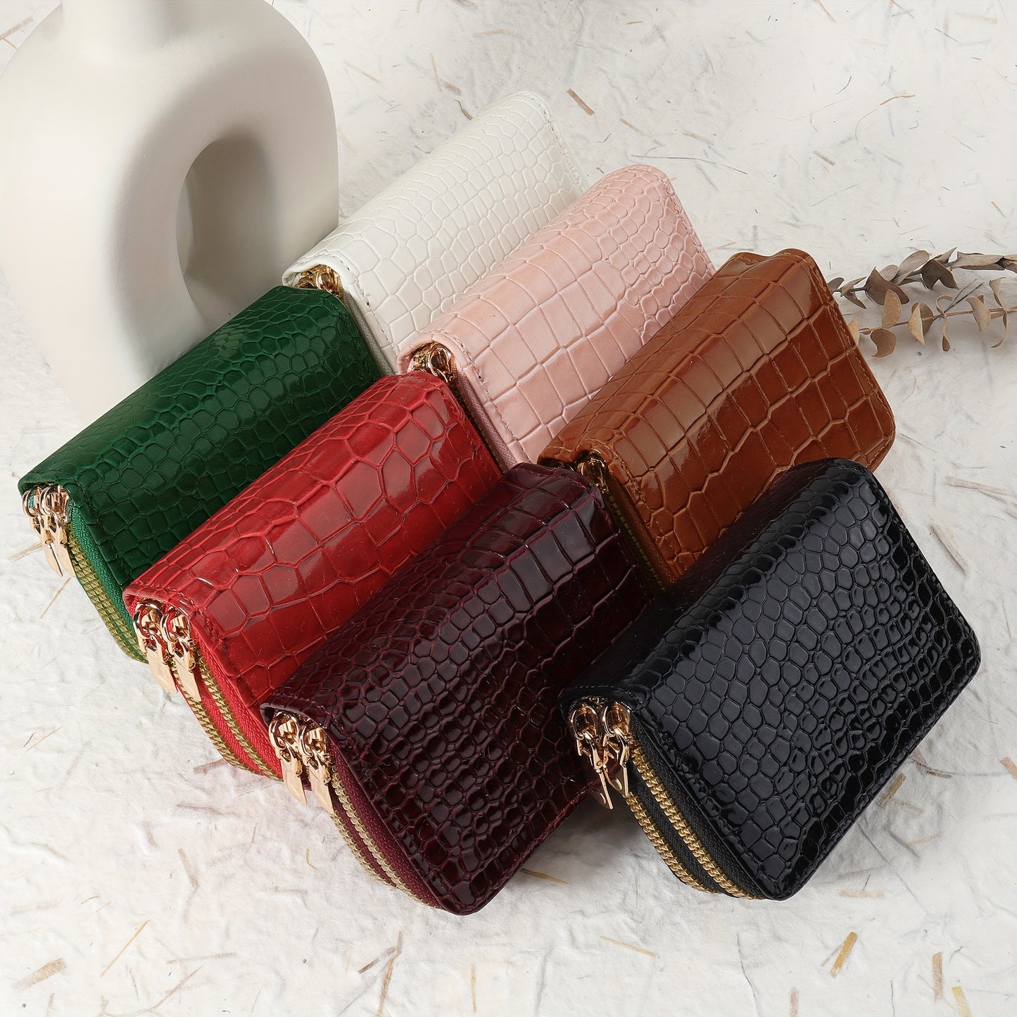 CrocCharm Double-Zip Wallet