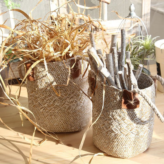Harvest Haven Woven Straw Basket