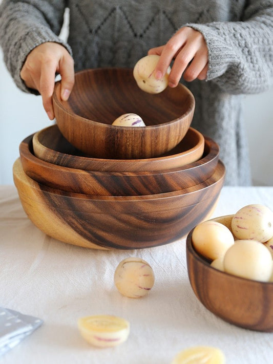 RusticHarvest Natural Wooden Bowl Set