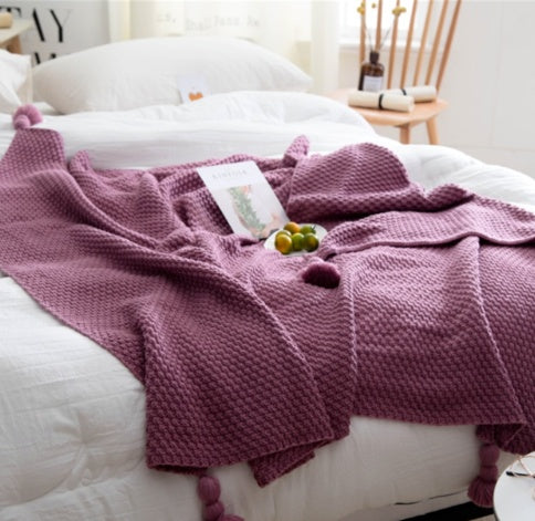 NordicNest Fringed Knit Wool Blanket