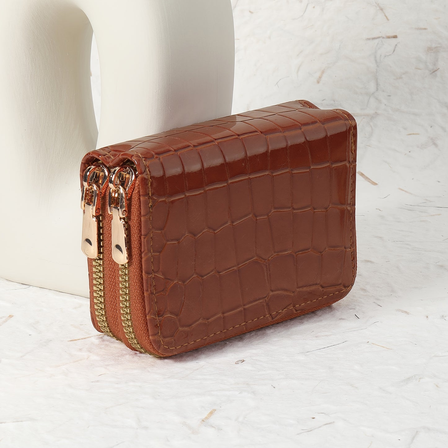 CrocCharm Double-Zip Wallet
