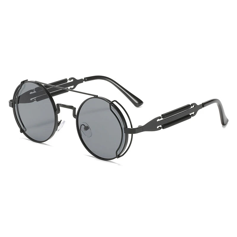 Old Metal Steampunk Flip Sunglasses