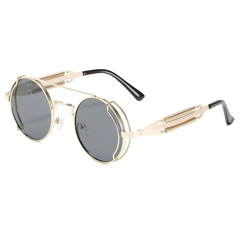 Old Metal Steampunk Flip Sunglasses