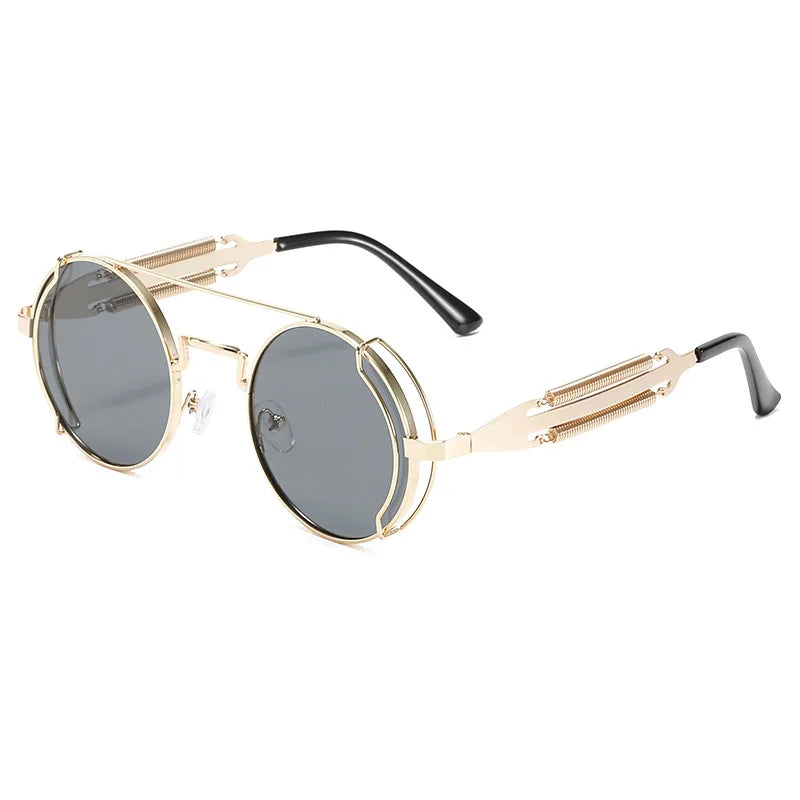 Old Metal Steampunk Flip Sunglasses