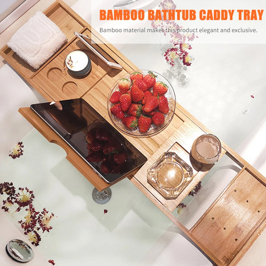 ZenSip Bamboo Bathtub Caddy Tray