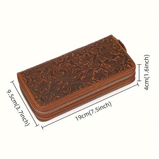 FloraLux Premium Vintage Leather Wallet