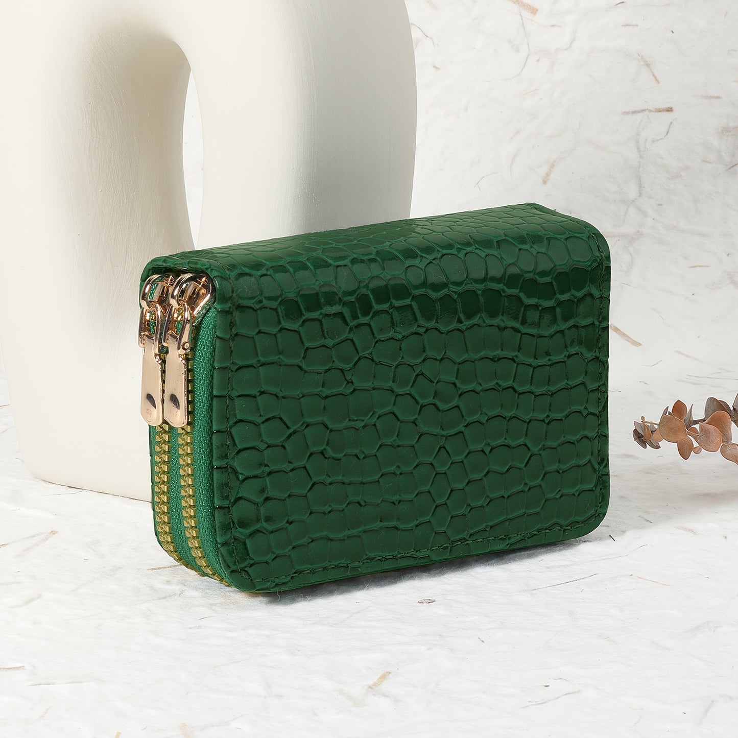CrocCharm Double-Zip Wallet