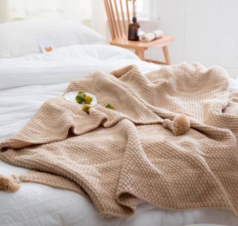 NordicNest Fringed Knit Wool Blanket