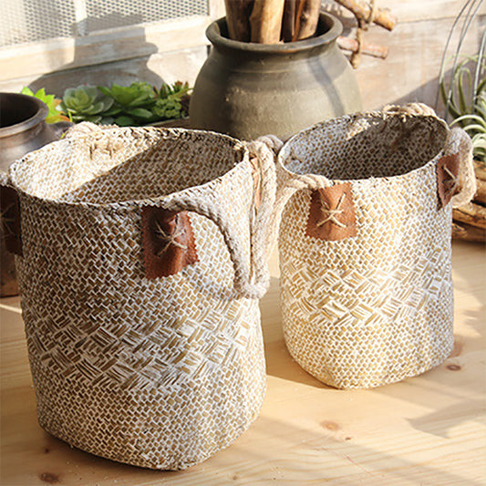 Harvest Haven Woven Straw Basket