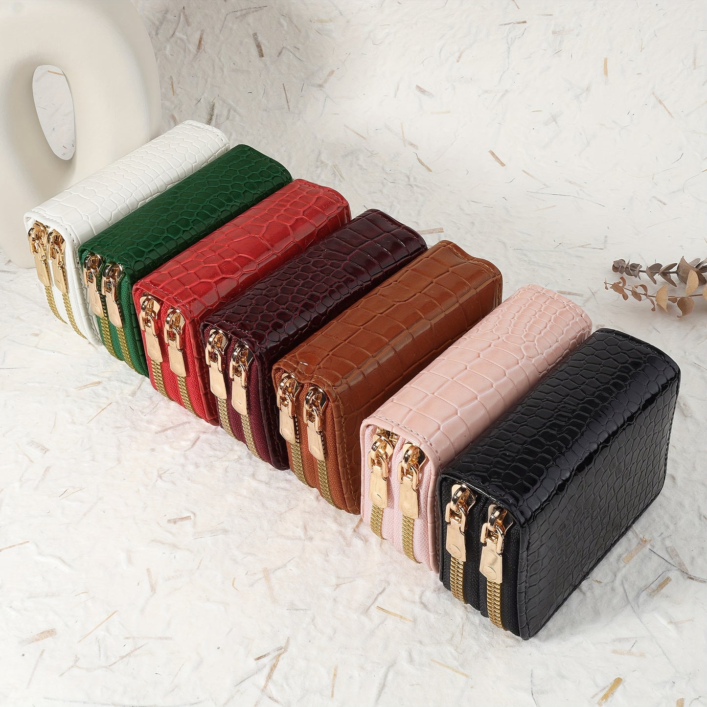 CrocCharm Double-Zip Wallet