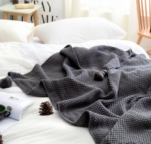 NordicNest Fringed Knit Wool Blanket