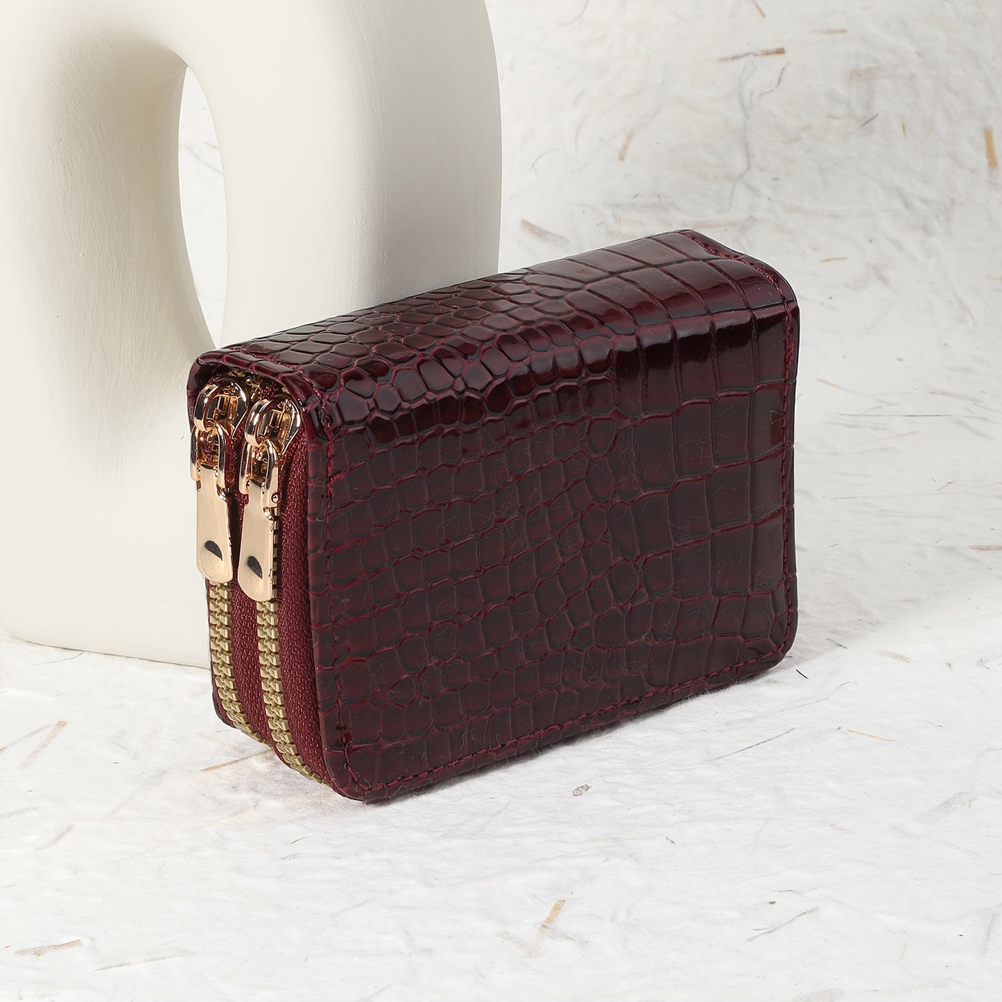 CrocCharm Double-Zip Wallet