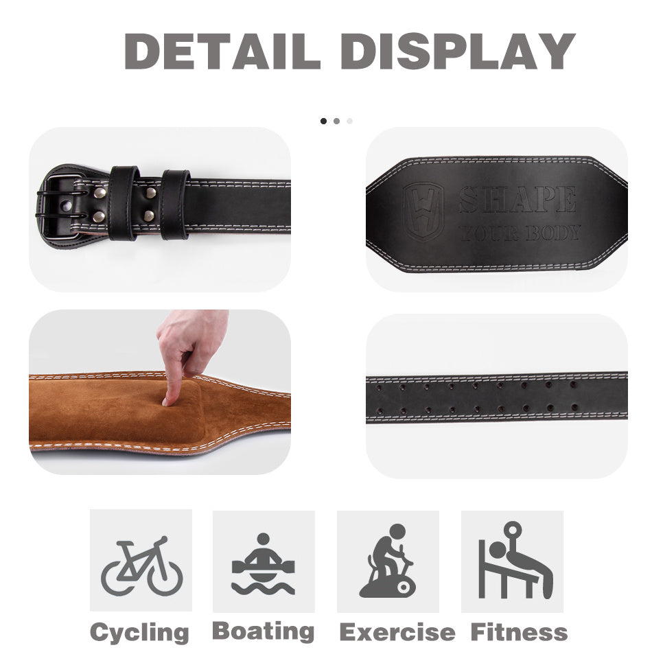 Cowhide Leather Weightlifting Belt – Heavy-Duty Core Support for Men & Women