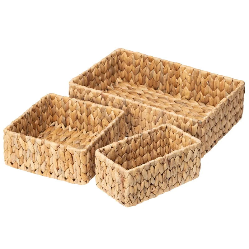 WovenNest 3-Pack Wicker Storage Basket Set
