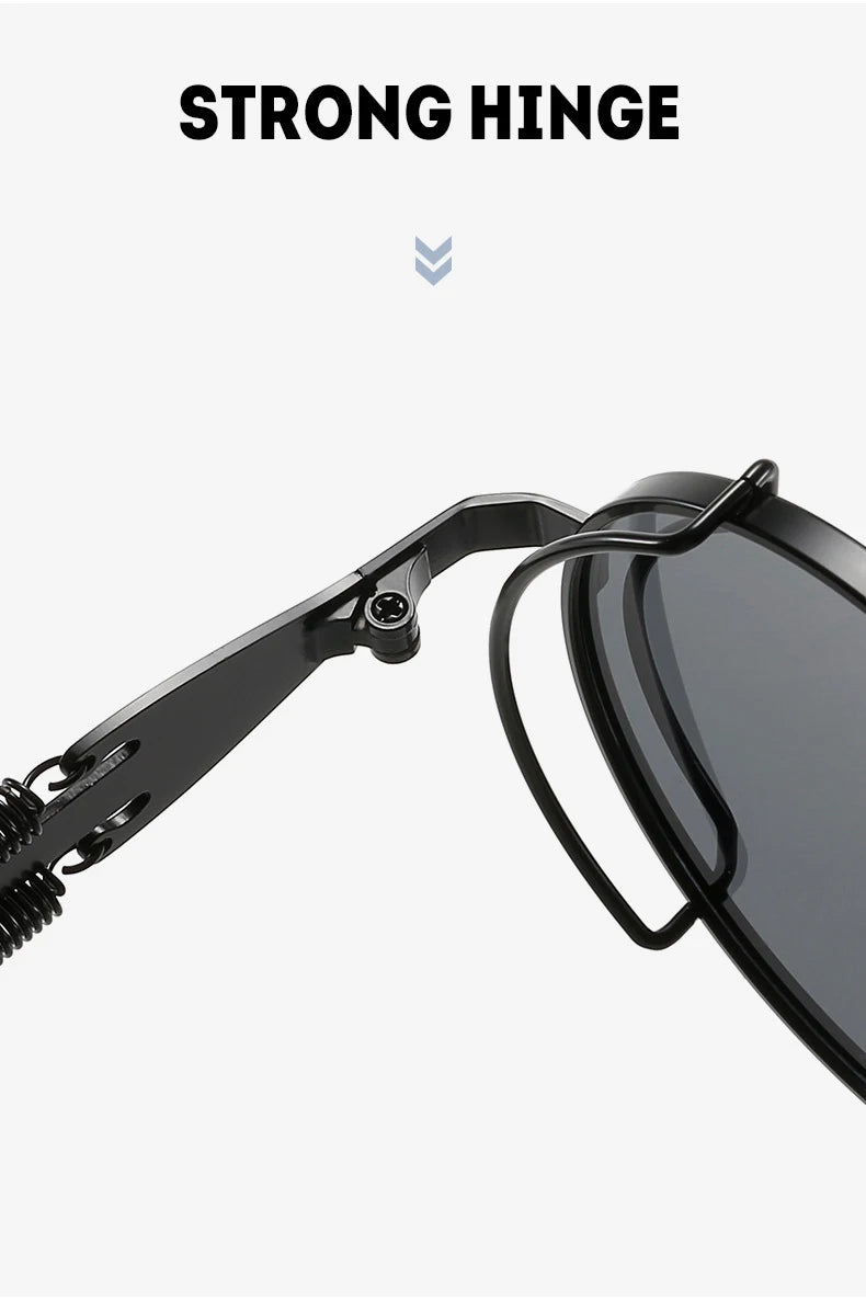 Old Metal Steampunk Flip Sunglasses