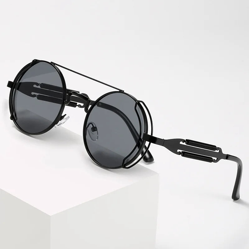 Old Metal Steampunk Flip Sunglasses