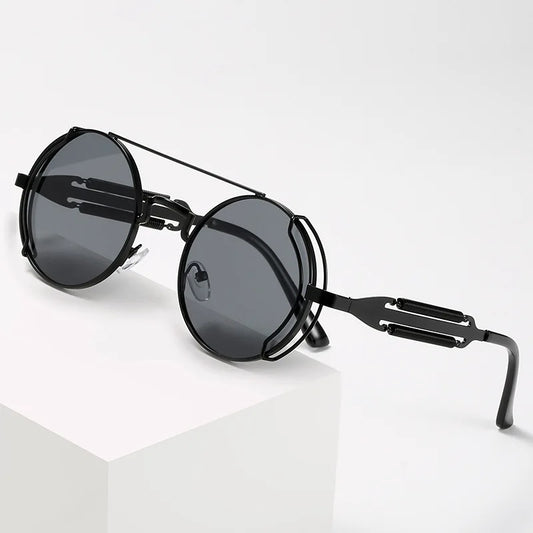 Old Metal Steampunk Flip Sunglasses