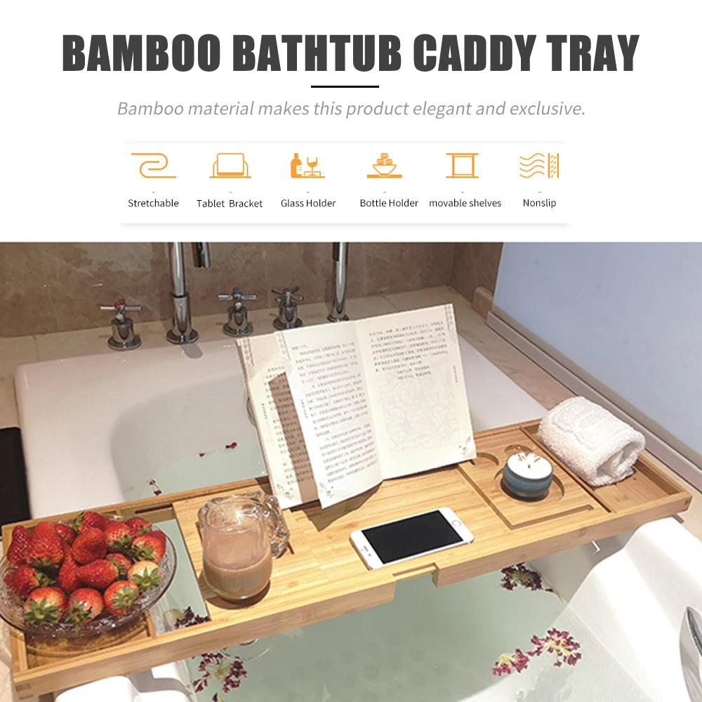 ZenSip Bamboo Bathtub Caddy Tray