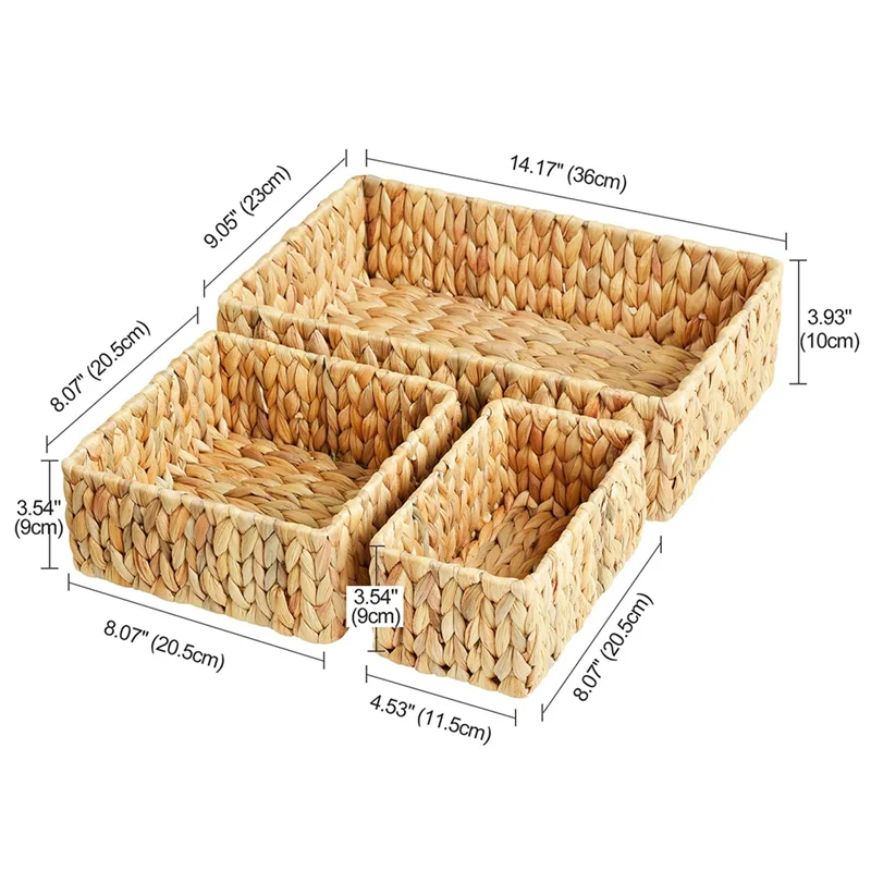 WovenNest 3-Pack Wicker Storage Basket Set
