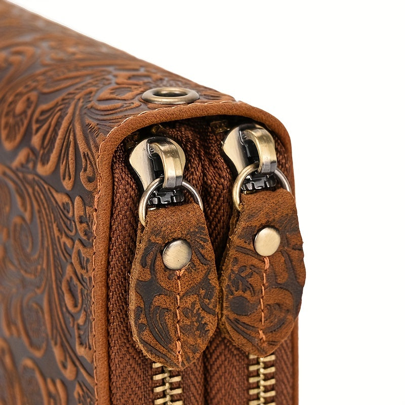FloraLux Premium Vintage Leather Wallet